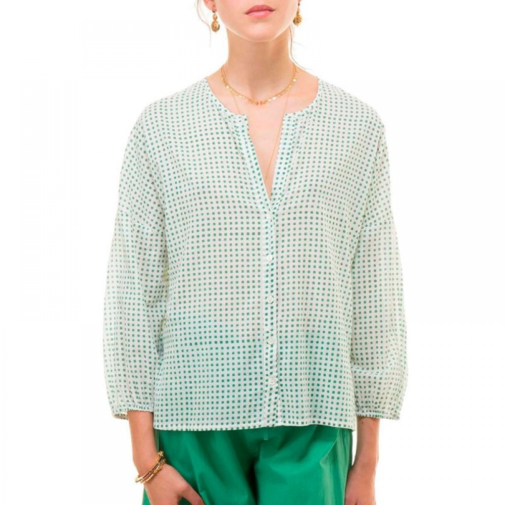 ZEN ETHIC bluse - Top Carla Square, Vert 