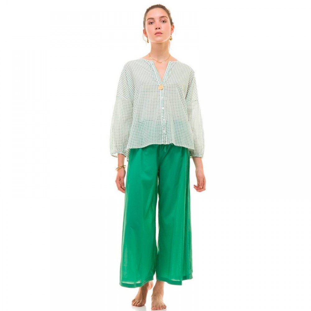 ZEN ETHIC bluse - Top Carla Square, Vert 