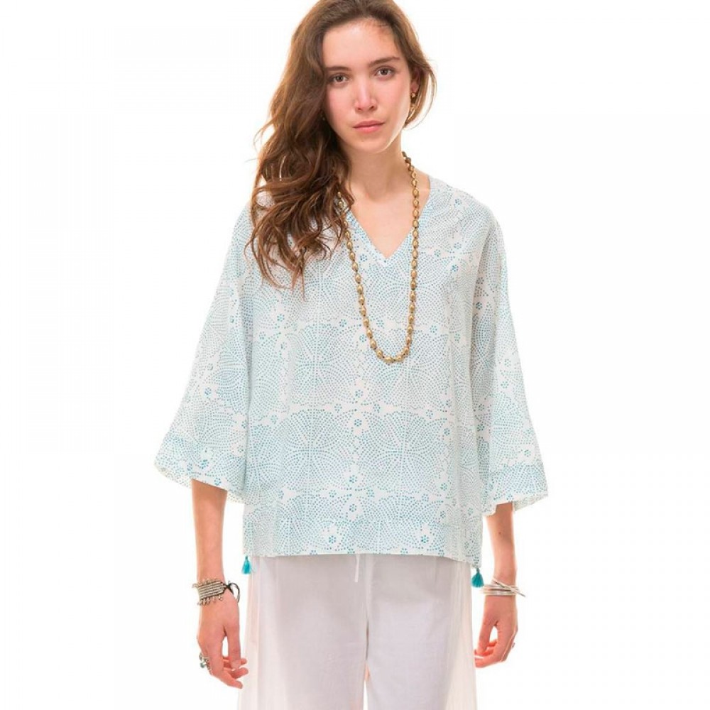 ZEN ETHIC bluse - Top Claire Mehndi, Turquoise