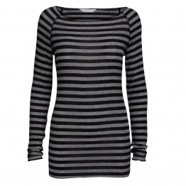 Gai + Lisva bluse - Amalie Medium Stripe, Grey/Black Stripe