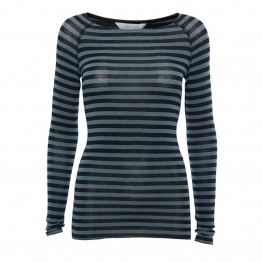 Gai + Lisva bluse - Amalie Medium Stripe, Flint Stone / Black Stripe