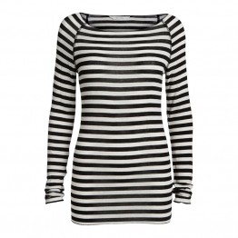 Gai + Lisva bluse - Amalie Medium Stripe, Off White / Black