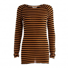 Gai + Lisva bluse - Amalie Medium Stripe, Brown Sugar / Black