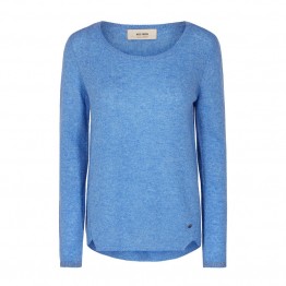 Mos Mosh strikbluse - Sophia O-neck Cashmere, Ultramarine 