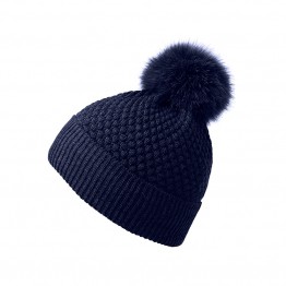 MP Denmark hue - CHUNKY OSLO Beanie w. fur, Dark Navy