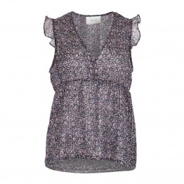 Neo Noir bluse - Sika Printed Top, Purple Flower