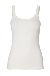 Rosemunde silketop - Silk top regular w. elastic band, Ivory