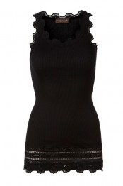 Rosemunde - Silk top vintage long tank top, Black