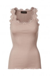 Rosemunde, silk top regular w/vintage lace, Vintage Powder