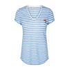 Mos Mosh bluse - Kenia Flower Stripe Tee, Ultramarine