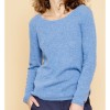 Mos Mosh strikbluse - Sophia O-neck Cashmere, Ultramarine 