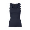 Rosemunde - Silk top regular w/vintage lace, Navy 